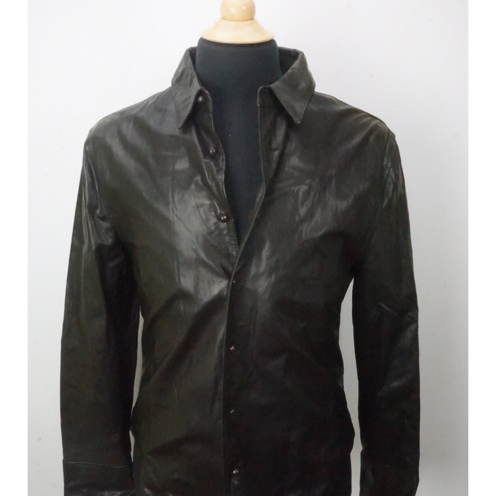 John Varvatos Brown Lamb Skin Leather Shirt Jacket 40 Brand New